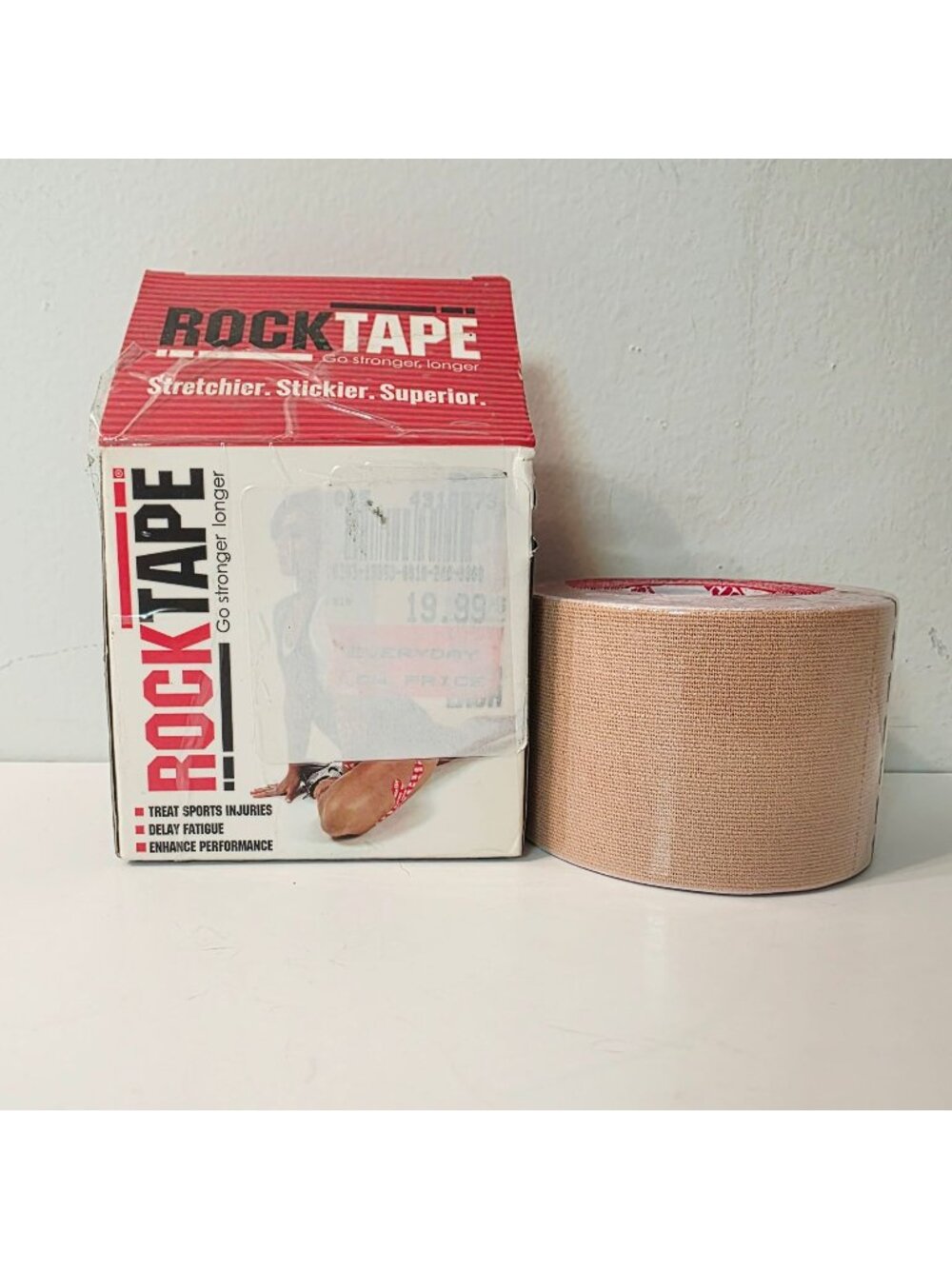 RockTape Kinesiology Tape 2" 16.4 Ft Beige Athletic Support Roll Damage Box